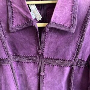 Vintage Purple Suede Patch Jacket (Size XL)